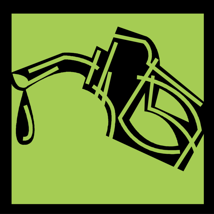 Vector Illustration of Gasoline Petroleum Fossil Fuel Service Station Gas Pump and Hose