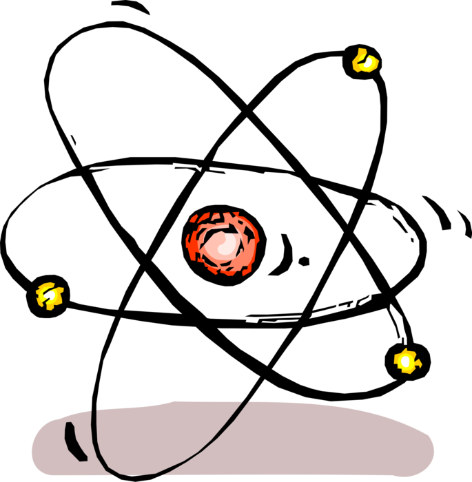 Vector Illustration of Atom Smallest Unit of Matter Nucleus Containing Neutrons, Protons and One or More Electrons