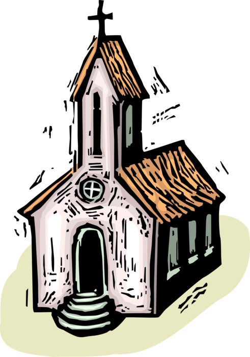 Vector Illustration of Christian Religion Church House of Worship with Steeple