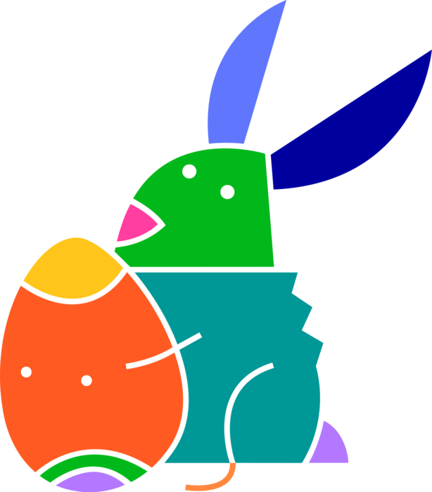 Vector Illustration of Pascha Easter Bunny Rabbit with Decorated Easter Egg