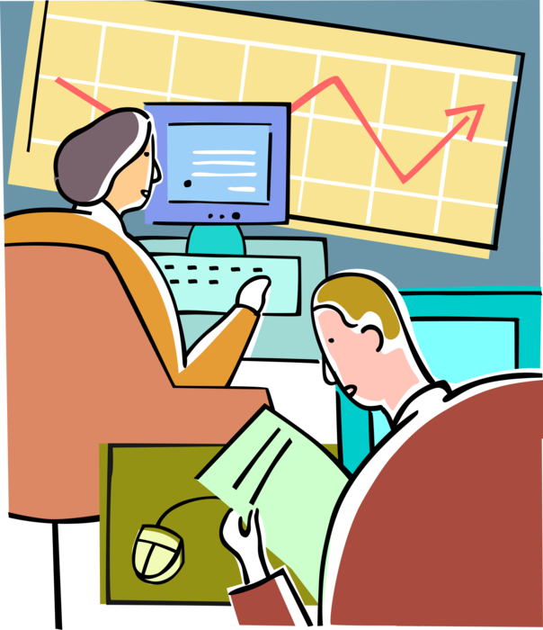 Vector Illustration of Business Associates Create Infographic Chart Diagram Graphical Representation of Data