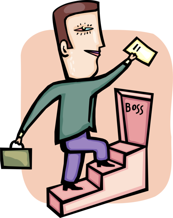 Vector Illustration of Ambitious Businessman Aspires to Become the Boss and Achieve Success