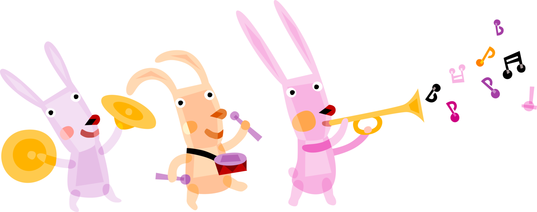 Vector Illustration of Pascha Easter Bunny Rabbit Musical Band Play Instruments