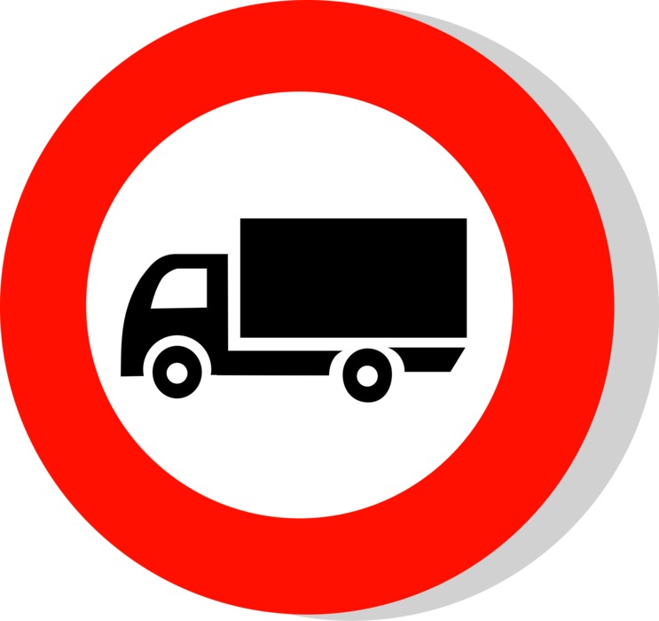 Vector Illustration of European Union EU Traffic Highway Road Sign, Lorries Prohibited