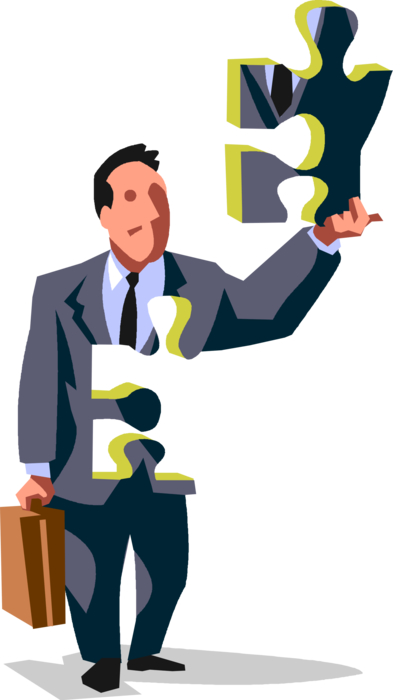 Vector Illustration of Businessman is Essential Missing Piece of Jigsaw Puzzle
