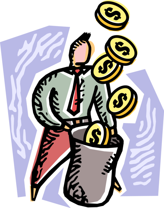 Vector Illustration of Businessman Bankrolls Financial Cash Money Dollar Windfall Bonus