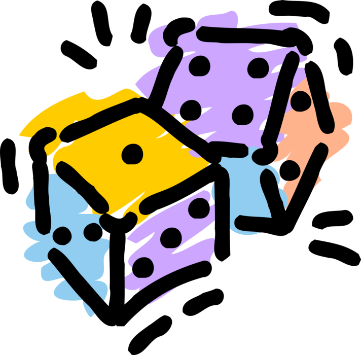 Vector Illustration of Dice used in Pairs in Casino Games of Chance or Gambling