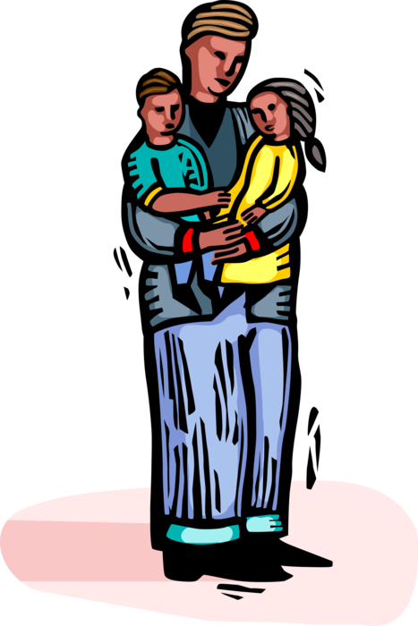 Vector Illustration of Nurturing Father Bonds with Young Children