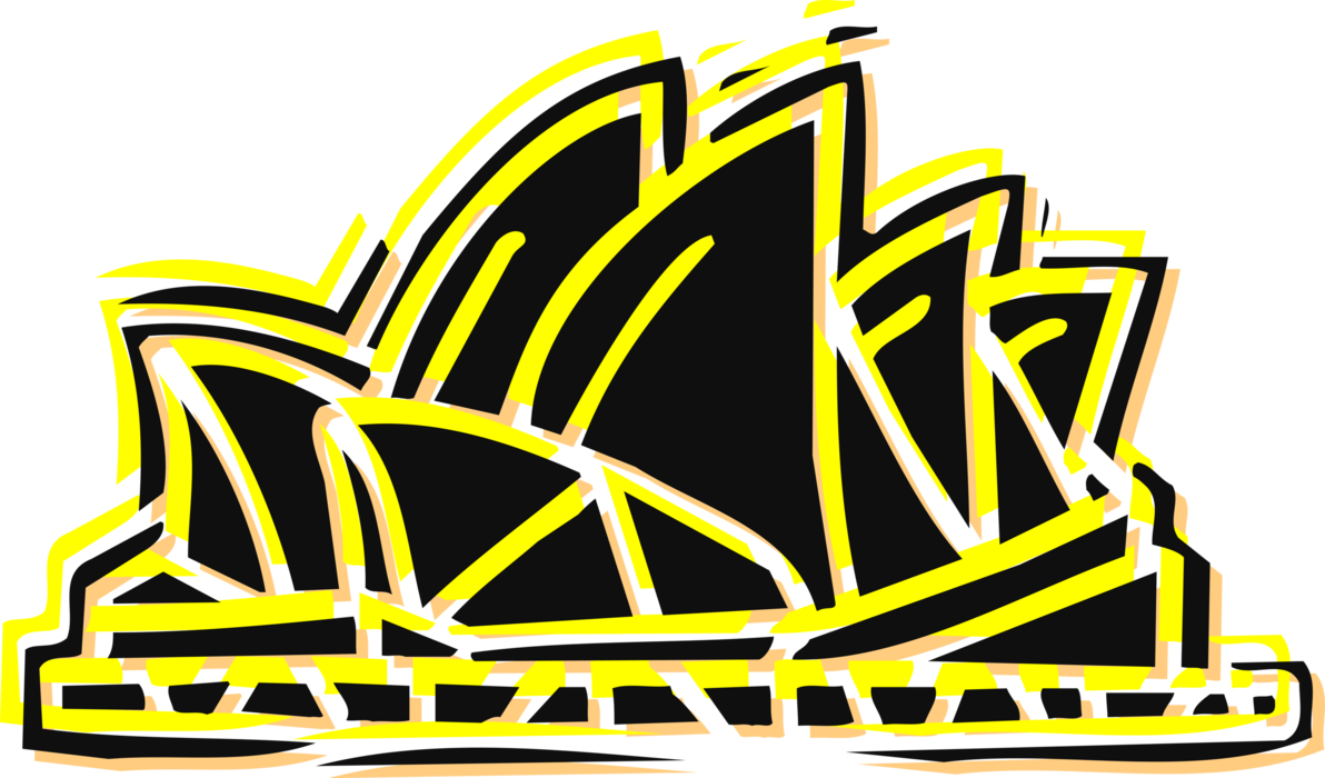 Vector Illustration of Sydney Opera House Multi-Venue Performing Arts Centre in Sydney, Australia