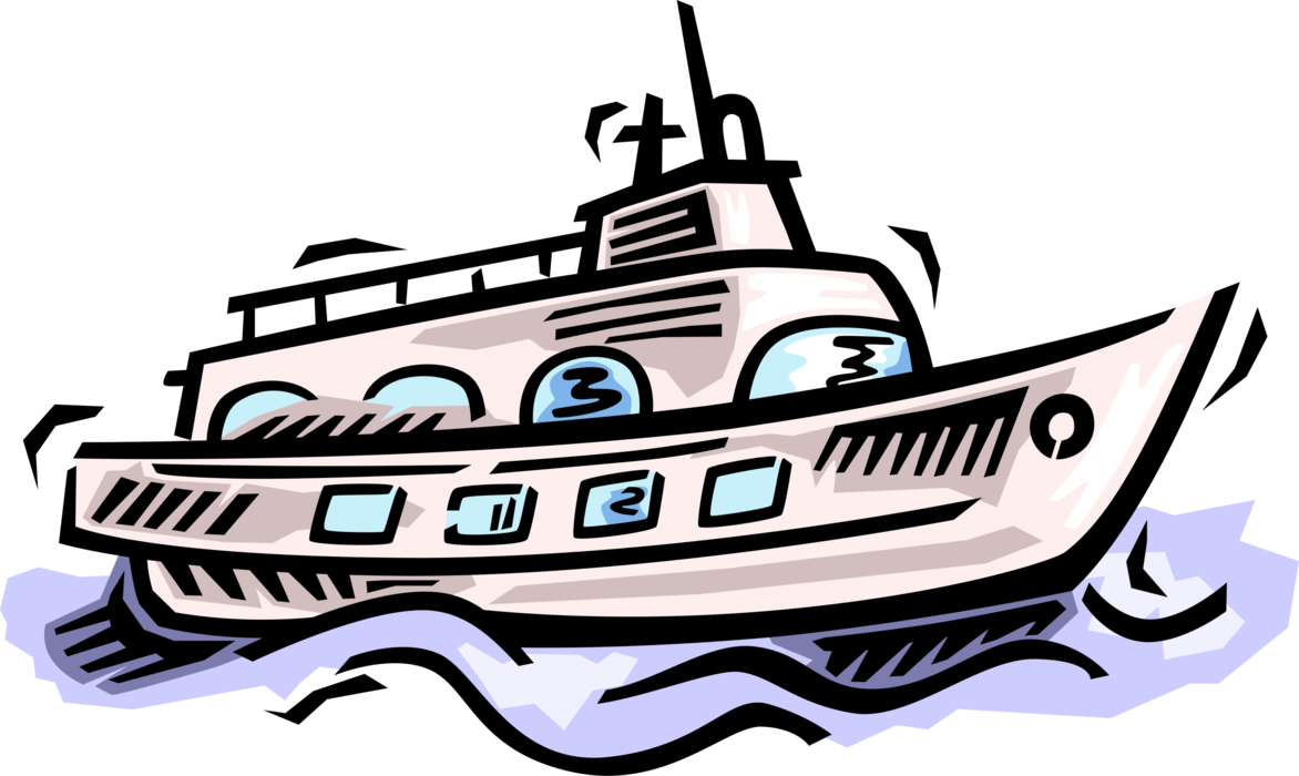 Vector Illustration of Cruise Ship or Cruise Liner Passenger Ship used for Pleasure Voyages