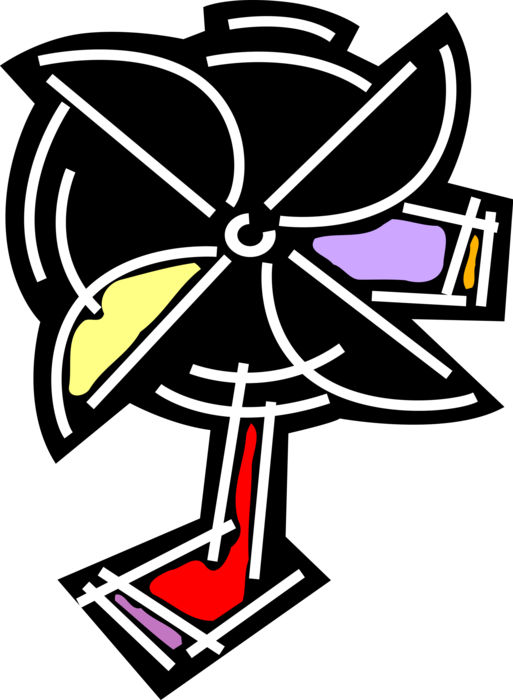 Vector Illustration of Household Electric Fan Provides Air Circulation