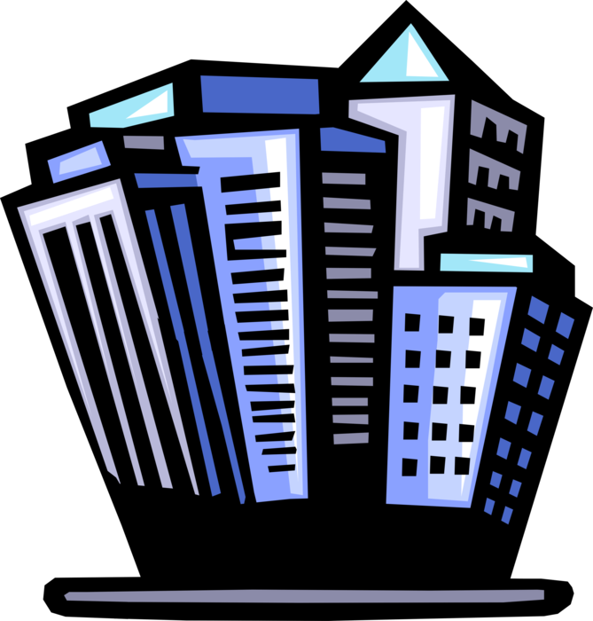 Vector Illustration of Urban Metropolitan Cityscape Skyscraper Office Tower Buildings in City Skyline