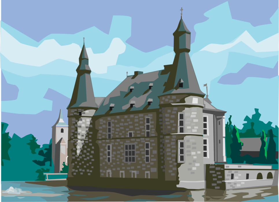 Vector Illustration of Jehay-Bodegnée Castle Château De Jehay Liège, Province of Liège, Belgium
