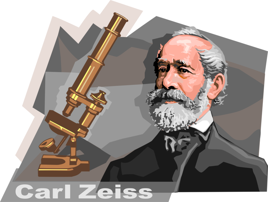 Vector Illustration of Carl Zeiss, German Innovator of Optical Lens Instruments