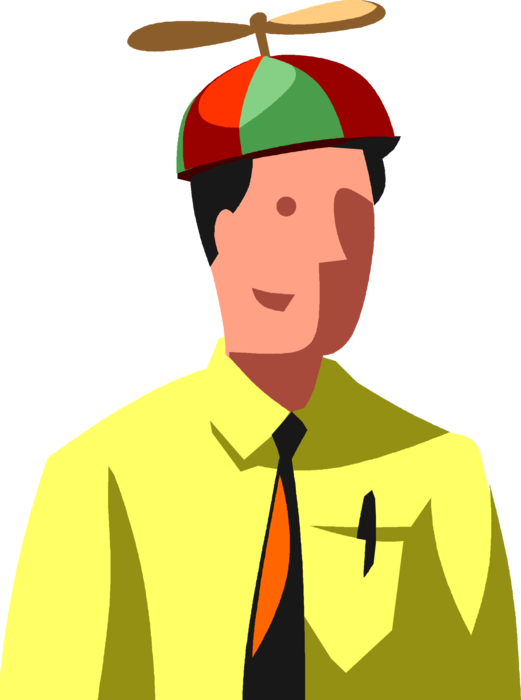 Vector Illustration of Businessman Nerd with Beanie Propeller Hat