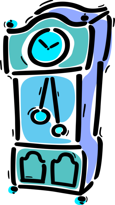 Vector Illustration of Grandfather Clock with Pendulum Tells Time