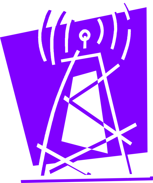 Vector Illustration of WiFi or Wi-Fi Communication Signal Tower Wireless Local Area Network Antenna