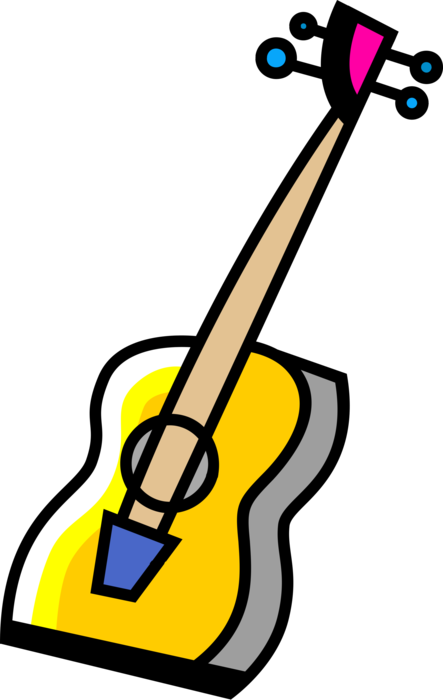 Vector Illustration of Acoustic Guitar Stringed Musical Instrument