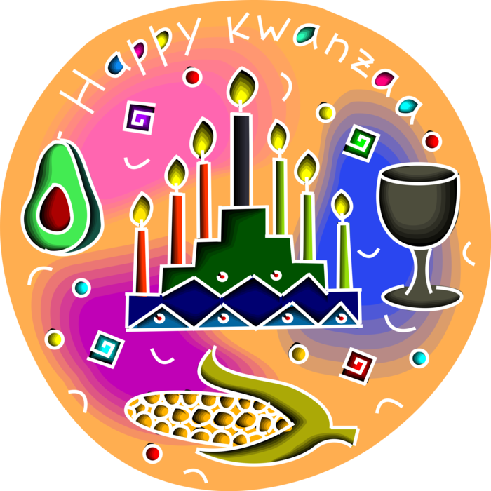 Vector Illustration of First Fruits Celebration with Traditional African Kinara Candle Holder of Kwanzaa