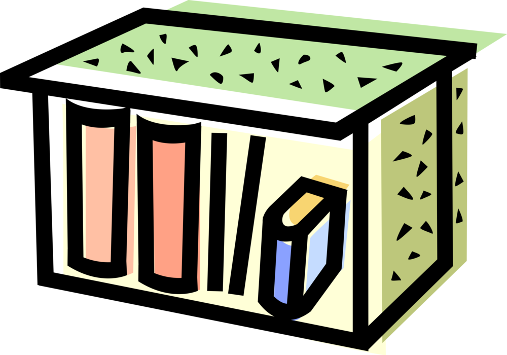 Vector Illustration of Home Furnishings Bookshelf Storage Unit Furniture