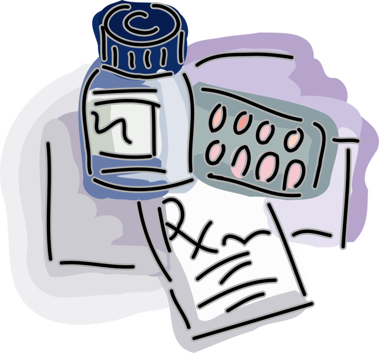 Vector Illustration of Pharmaceutical Prescription Medicine Drug Pill Bottle with Medication