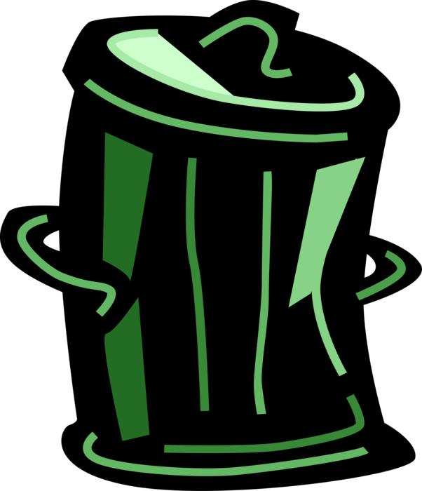 Vector Illustration of Waste Basket, Dustbin, Garbage Can, Trash Can for Rubbish