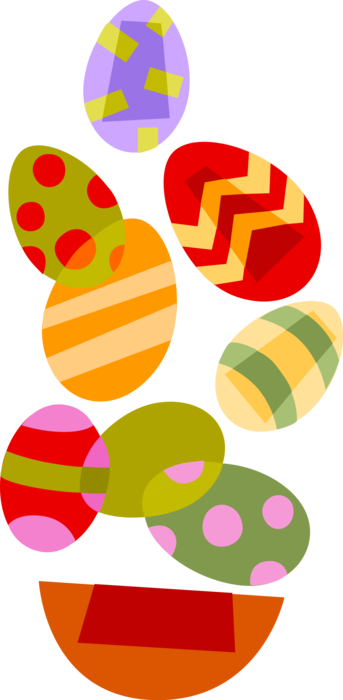 Vector Illustration of Decorated Colored Easter or Paschal Eggs Celebrate Springtime and Easter Season