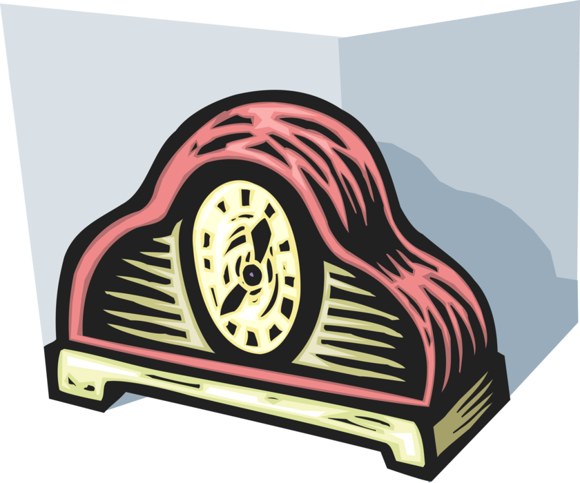 Vector Illustration of Mantle Clock Indicates, Keeps and Co-ordinates Time