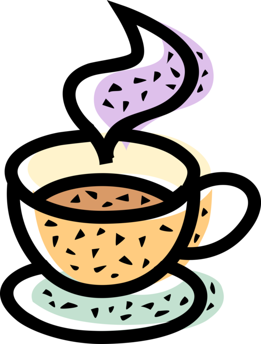 Vector Illustration of Cup of Hot Freshly Brewed Coffee Beverage Drink