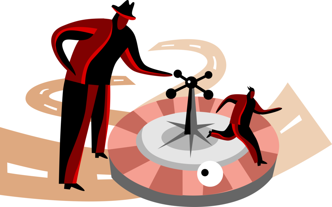 Vector Illustration of Corporate Management Plays Game of Roulette Gambling on Human Resource Employees