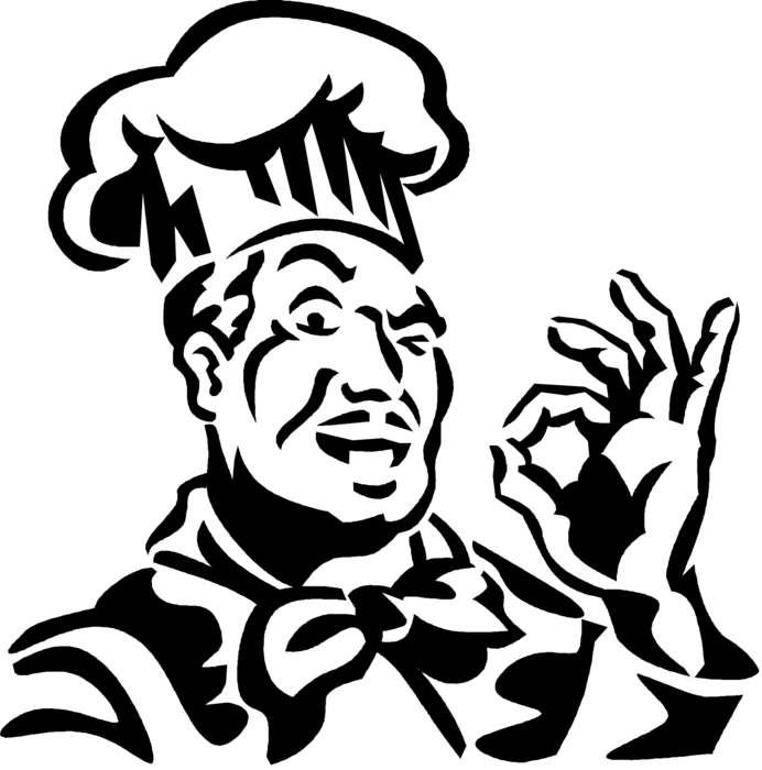 Vector Illustration of Culinary Cuisine Restaurant Chef with A-OK A-Okay Bon Appétit Hand Gesture