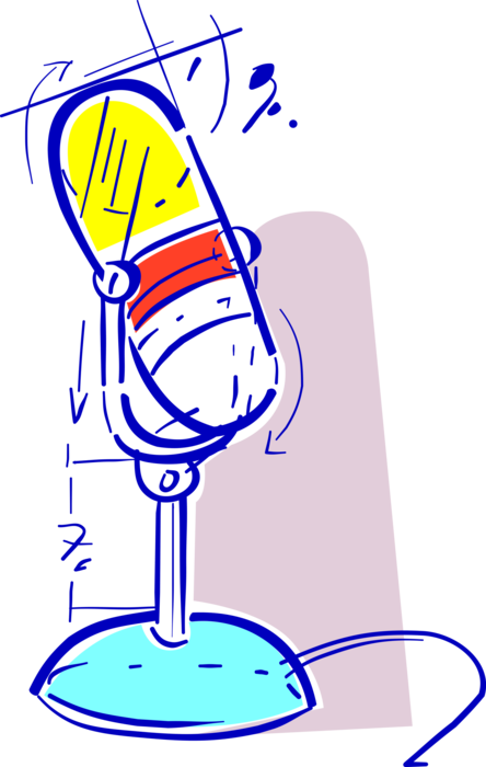 Vector Illustration of Acoustic-to-Electric Transducer Microphone or Mic