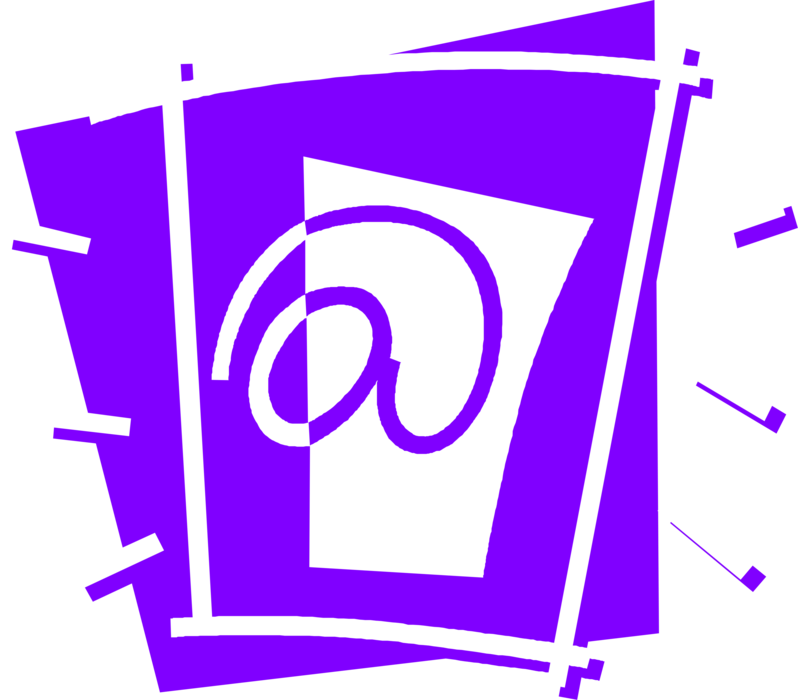 Vector Illustration of Internet Electronic Mail Email Correspondence @ Symbol Exchanges Digital Messages