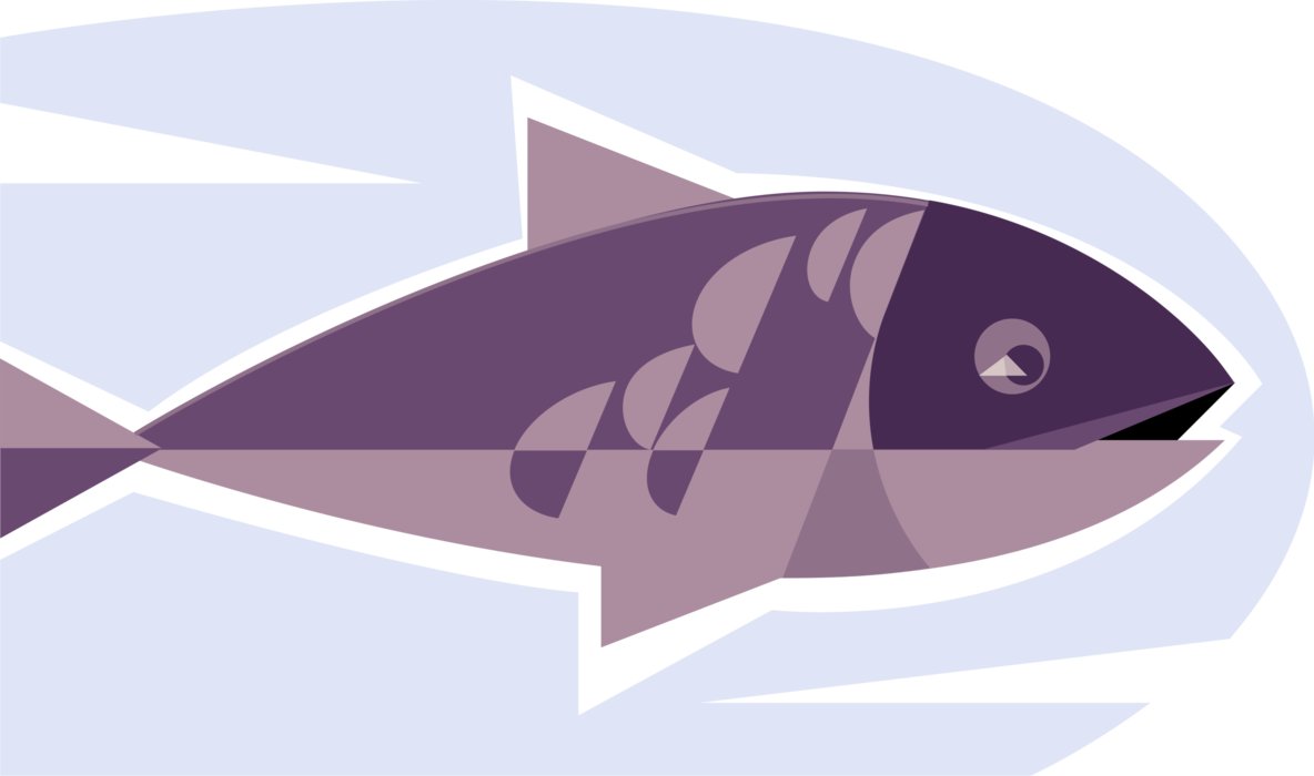 Vector Illustration of Marine Aquatic Fish Swims in Water