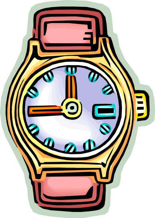 Vector Illustration of Wristwatch Timepiece Watch Clock Keeps Time