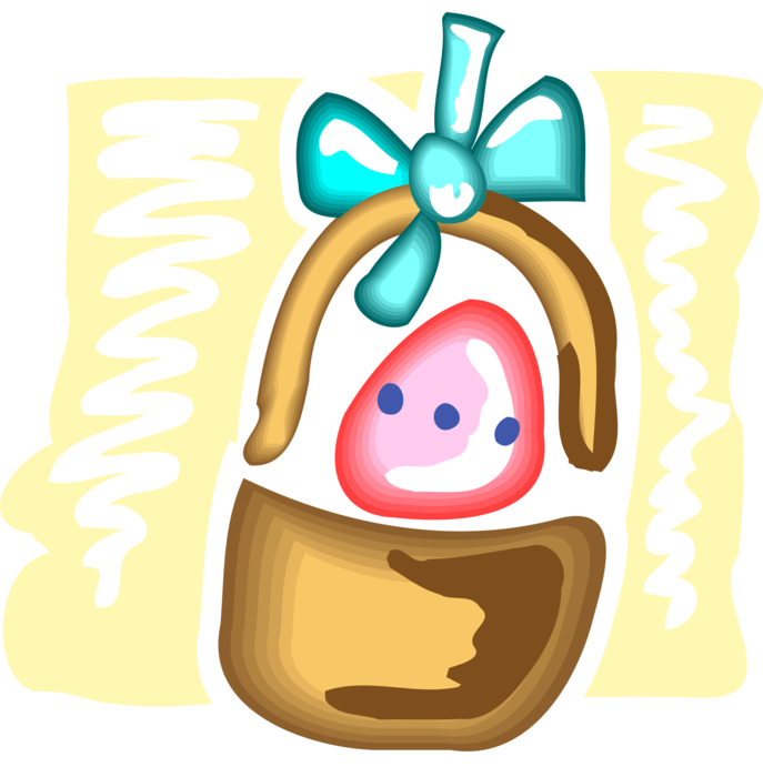 Vector Illustration of Easter Basket with Decorated Pascha Egg Celebrate Resurrection of Jesus Christ