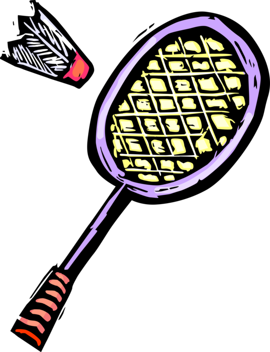 Vector Illustration of Sport of Badminton Racket or Racquet and Shuttlecock Birdie