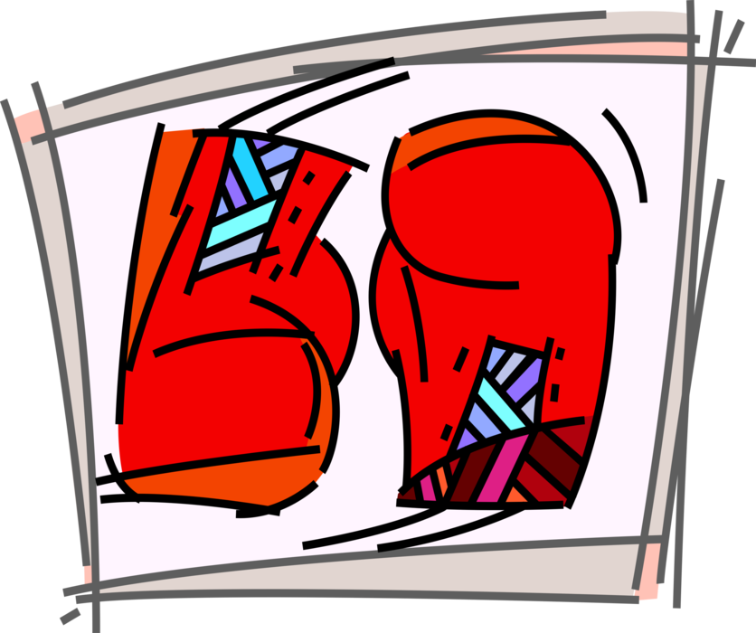 Vector Illustration of Prize Fighting Boxing Glove Cushioned Glove Worn by Boxers and Fighters
