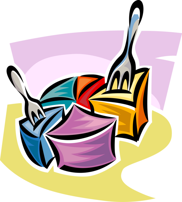 Vector Illustration of Pie Chart Sales Chart Diagram or Graph is Graphical Representation of Data with Forks