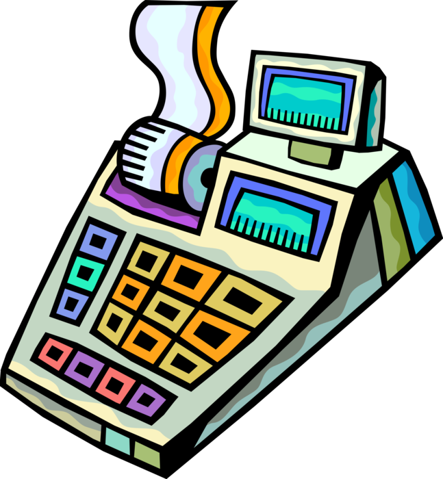 Vector Illustration of Calculator Portable Electronic Device Performs Basic Operations of Mathematics