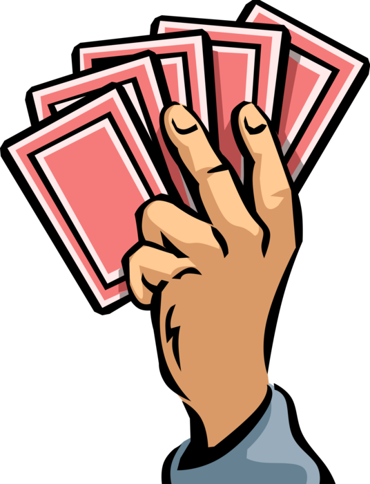 Vector Illustration of Hand Holds Winning Hand Casino and Gambling Games of Chance Playing Cards