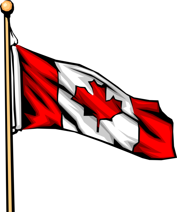 Vector Illustration of Canadian Canada Flag with Maple Leaf