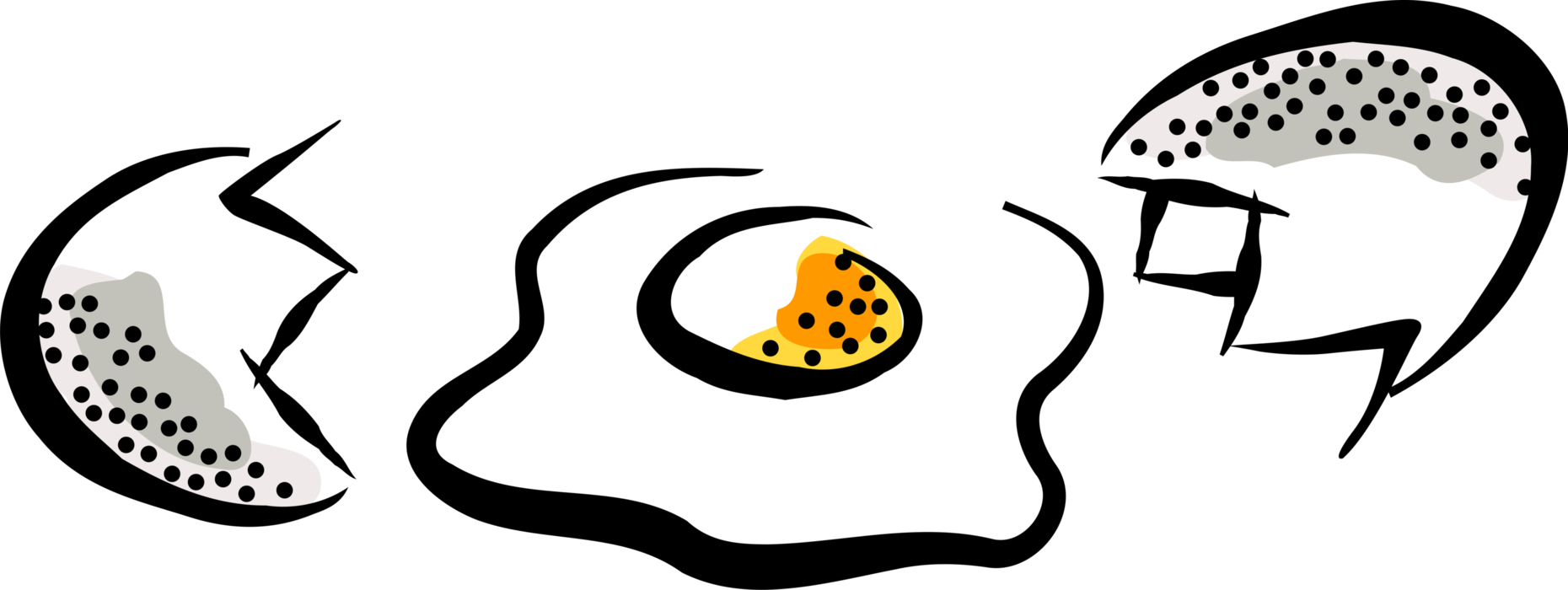 Vector Illustration of Fried Egg with Broken Eggshell