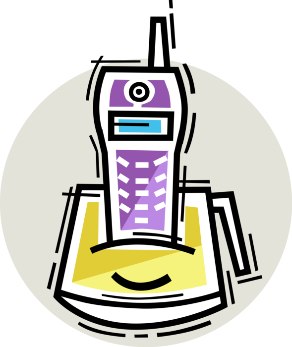 Vector Illustration of Cordless Telephone or Phone Communications Device Enables Direct Conversation