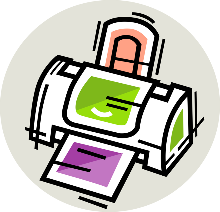 Vector Illustration of Computer Printer Peripheral Document Printing Device