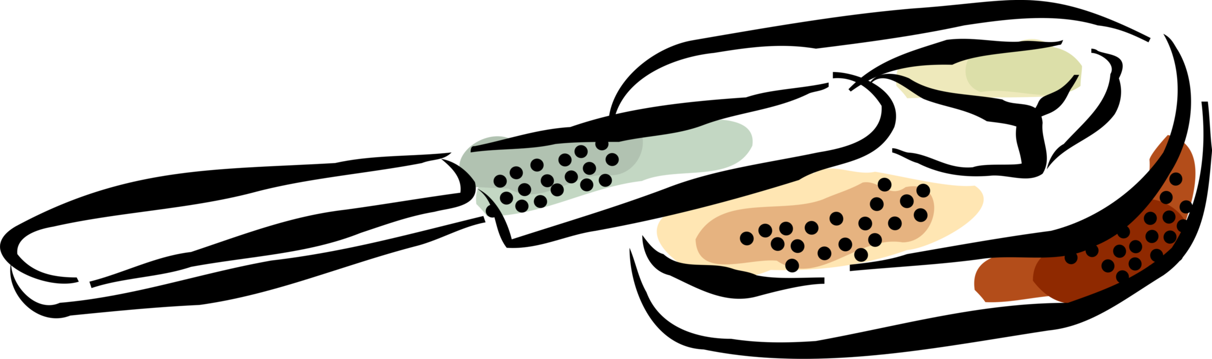 Vector Illustration of Staple Food Baked Bread Slice Prepared from Flour and Water Dough Served with Butter