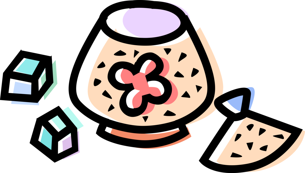 Vector Illustration of Sugar Bowl with Granulated Sugars Sugar Cubes or Sugar Lumps to Sweeten Drinks