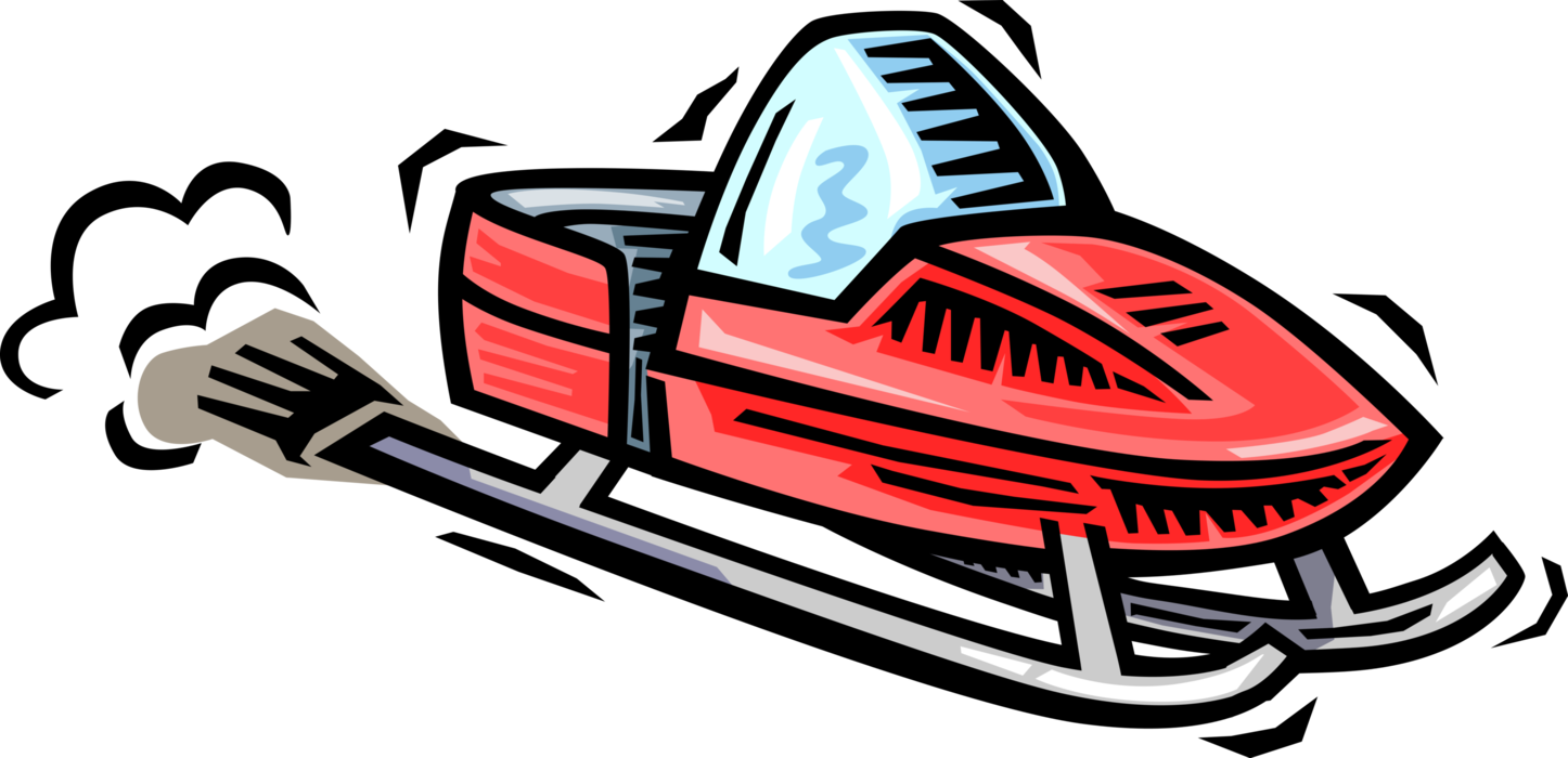 Vector Illustration of Snowmobile Snowmachine Vehicle for Winter Travel and Recreation on Snow