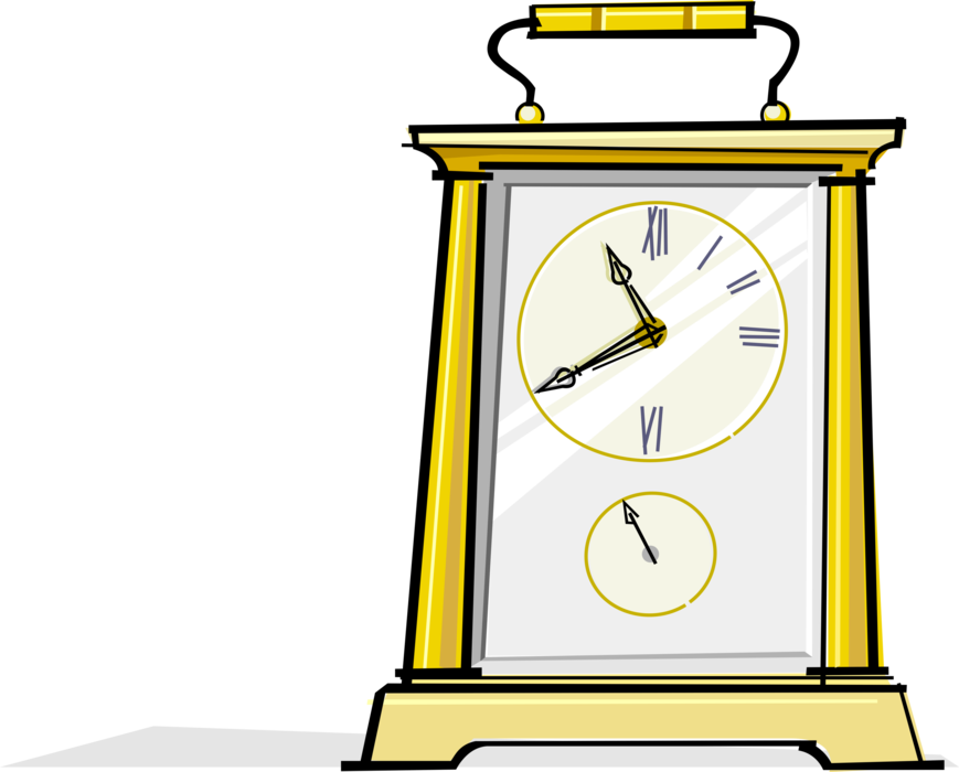 Vector Illustration of Mantle Clock Indicates, Keeps and Co-ordinates Time