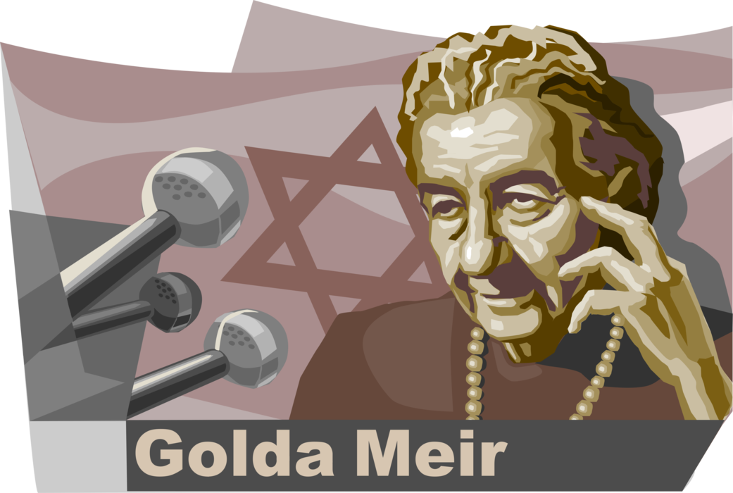 Vector Illustration of Golda Meir, Stateswoman and Politician, Prime Minister of State of Israel